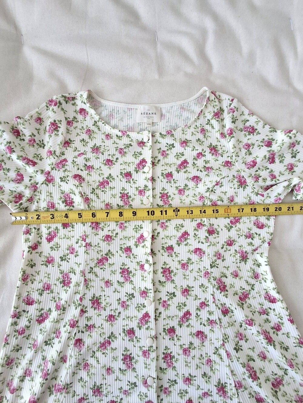 Sezane – Léa Floral Button Down Ribbed Mini Dress (Éloa Print) Women's XXL - Picture 9 of 13